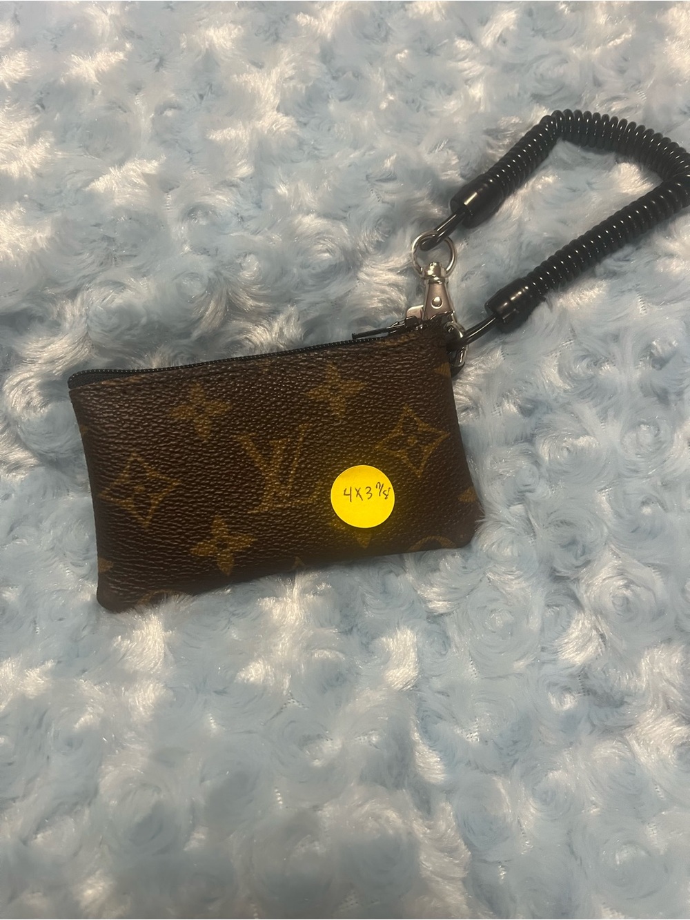 Homemade upscale Louis Vuitton Brown Monogram Coin Pouch with Black Coil Strap